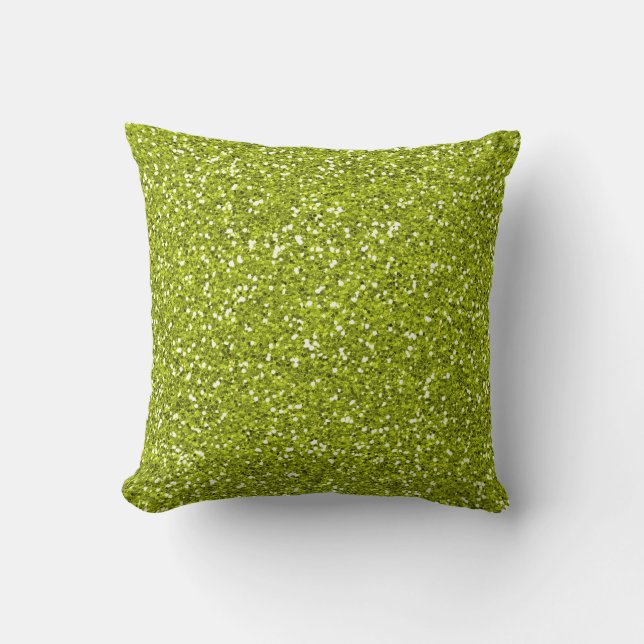 Stijlvol Lime Green Glitter Kussen (Voorkant)