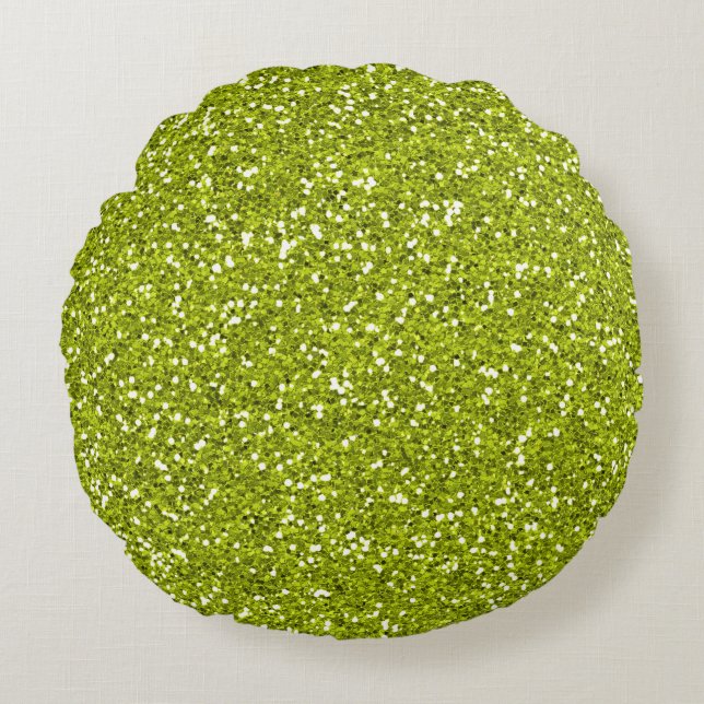 Stijlvol Lime Green Glitter Rond Kussen (Voorkant)