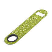 Stijlvol Lime Green Glitter Speed Flessenopener (Achterkant Gekanteld)