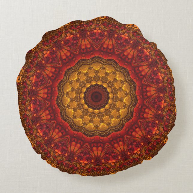 Stijlvol luxe herfst Tones Mandala Design Rond Kussen (Achterkant)
