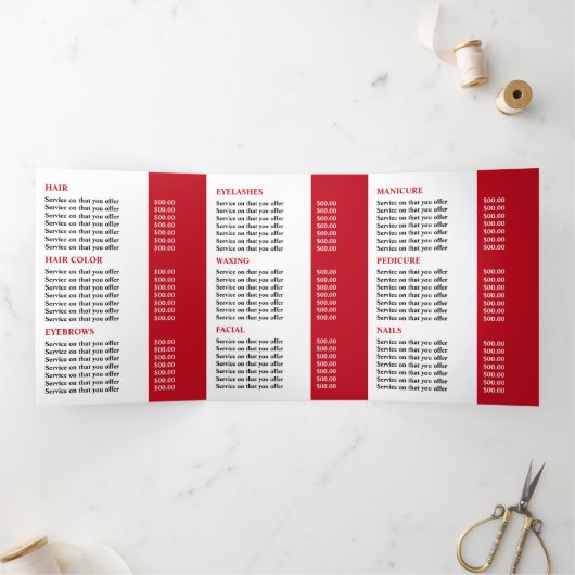 Stijlvol Make-up ontwerp, schoonheidssalon Tri-Fol Drieluik Uitnodiging (Binnen)