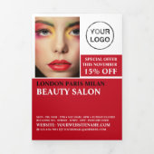 Stijlvol Make-up ontwerp, schoonheidssalon Tri-Fol Drieluik Uitnodiging (Cover)