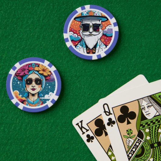 Stijlvol Mannen Briefkaart Poker Chips (Pokertafel (Dubbel))
