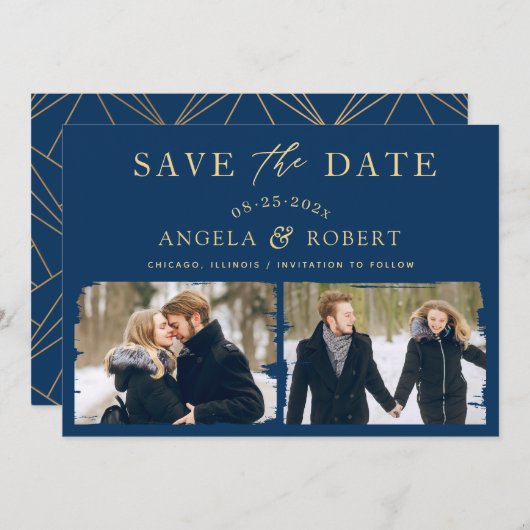 Stijlvol marinesollepje Lijst 2 Foto Save The Date (Voorkant / Achterkant)