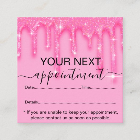 Stijlvol meisje met roze glitter-benoeming afsprakenkaartje (Voorkant)