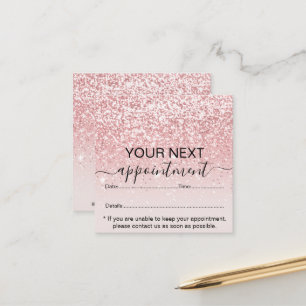 Stijlvol meisje met roze glitter-benoeming afsprakenkaartje