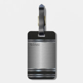 Stijlvol metaal met lederen blik bagagelabel (Achterkant verticaal)