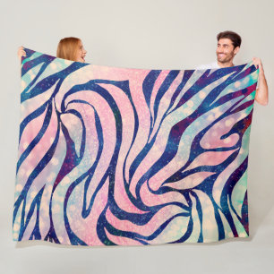 Stijlvol Metallic Blue & Holographic Zebra Print Fleece Deken
