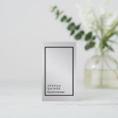 Stijlvol metallic zilver grijze platte elegant man visitekaartje (Staand voorkant)