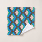 Stijlvol Mid Century Mod Pattern in Blauw en Groen Bad Handdoek (Wasdoekje)
