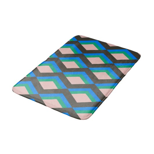 Stijlvol Mid Century Mod Pattern in Blauw en Groen Badmat (Gekanteld)