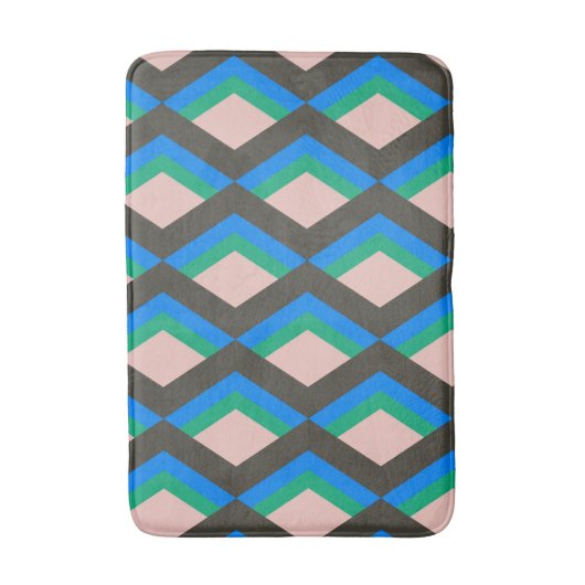 Stijlvol Mid Century Mod Pattern in Blauw en Groen Badmat (Voorkant Verticaal)