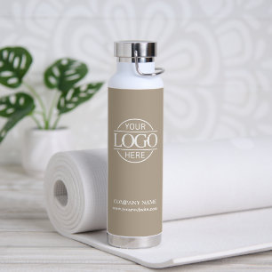Stijlvol Minimaal Taupe Beige Bedrijfslogo Waterfles