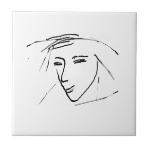 Stijlvol minimalisme White Black Face Sketch Tegeltje