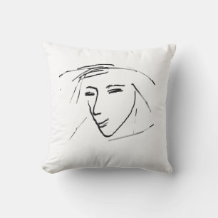 Stijlvol minimalisme Wit Zwart Gezichtsschets Kuss Kussen