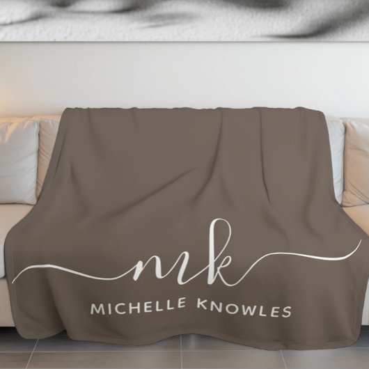 Stijlvol minimalistisch monogram en naam sherpa deken