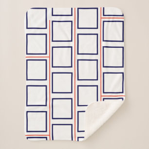 Stijlvol minimalistische rode blauwe blokken werpd sherpa deken