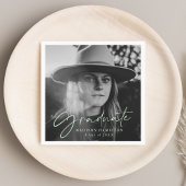 Stijlvol Mint Green Script Photo Afstuderen Servet