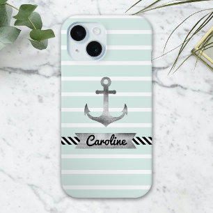 Stijlvol Mint Green Stripes Waterverf Anchor