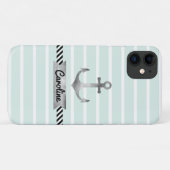 Stijlvol Mint Green Stripes Waterverf Anchor Case-Mate iPhone Case (Achterkant (horizontaal))