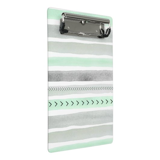 Stijlvol Mint Green Waterverf Stripes Design Mini Klembord (Schuin)