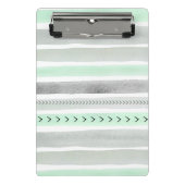 Stijlvol Mint Green Waterverf Stripes Design Mini Klembord (Voorkant)