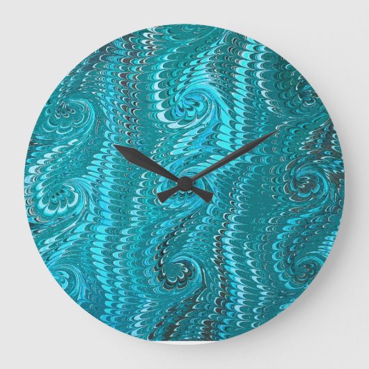 Stijlvol modern Abstract blauw wervelingen marmere Grote Klok (Voorkant)