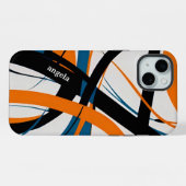 Stijlvol modern abstract sinaasappel zwart iPhone hoesje (Achterkant horizontaal)