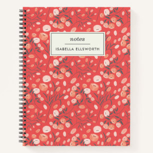 Stijlvol modern bloempatroon oranje gepersonalisee notitieboek