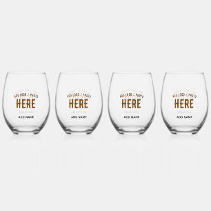 STIJLVOL MODERN CLEAR GEVERIFIEERD BRANDED WIJNGLAS ZONDER VOET