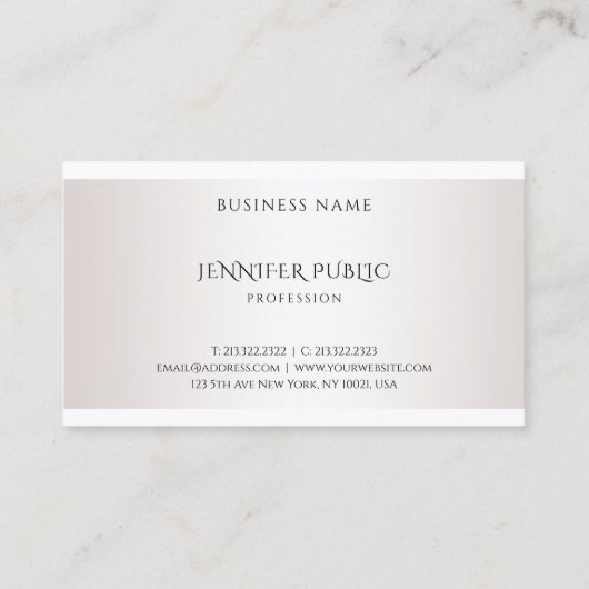 Stijlvol modern design Eenvoudige Sjabloon Faux Si Visitekaartje (Achterkant)