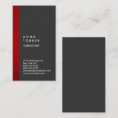 Stijlvol modern elegant grijs rood streep creatief visitekaartje (Voorkant / Achterkant)