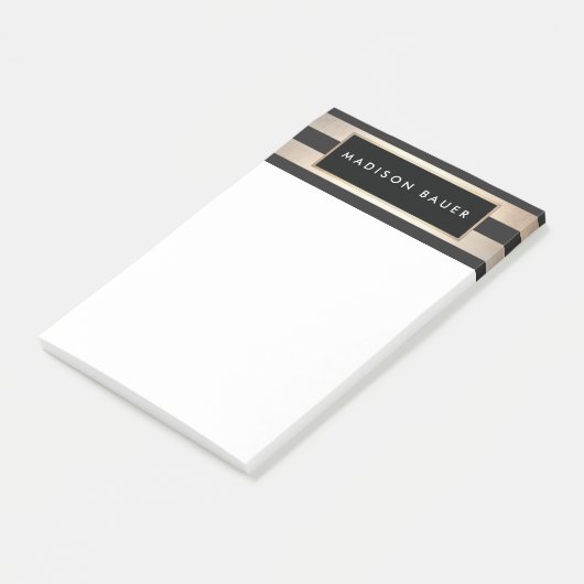 Stijlvol, modern elegant streped Black en Gold Post-it® Notes (Schuin)