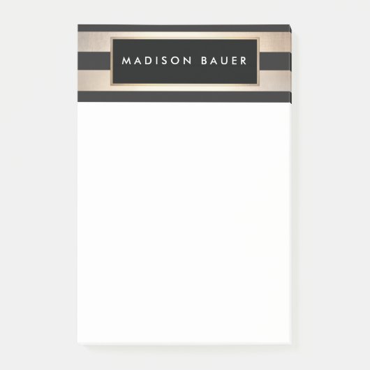 Stijlvol, modern elegant streped Black en Gold Post-it® Notes (Voorkant)