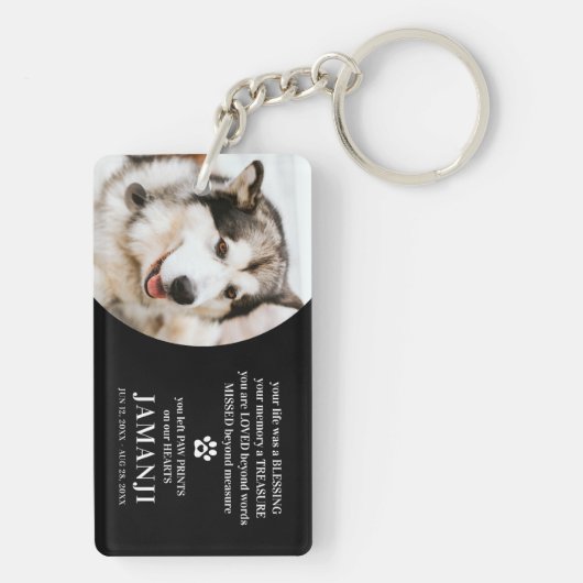 Stijlvol, modern getitreerd citaat Foto Pet Herinn Sleutelhanger (achterkant)