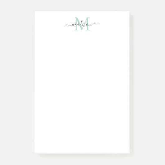 Stijlvol Modern Girly Script Monogram Blauwgroen G Post-it® Notes (Voorkant)