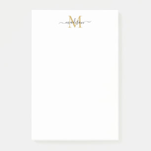 Stijlvol Modern Girly Script Monogram Zwart Goud Post-it® Notes
