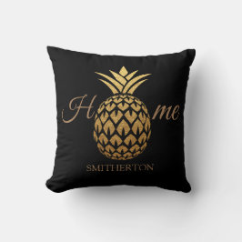 Stijlvol modern Gold Pineapple Black Home Kussen