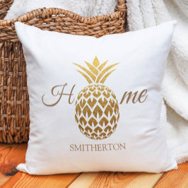 Stijlvol, modern Gold Pineapple White Home Kussen