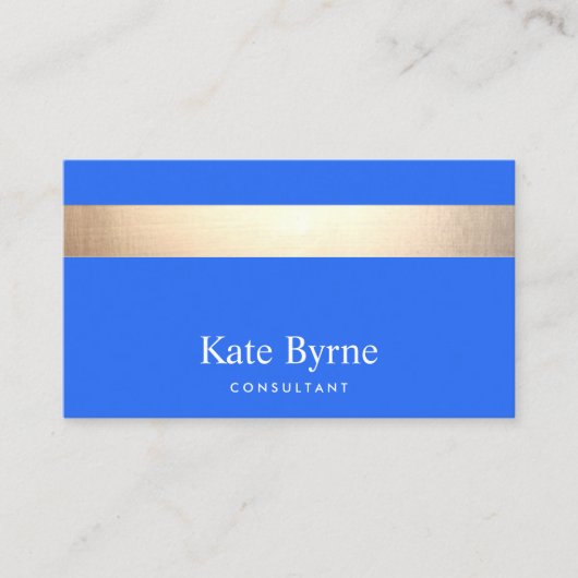 Stijlvol, modern Gold Stripe Cobalt Blue Visitekaartje (Voorkant)