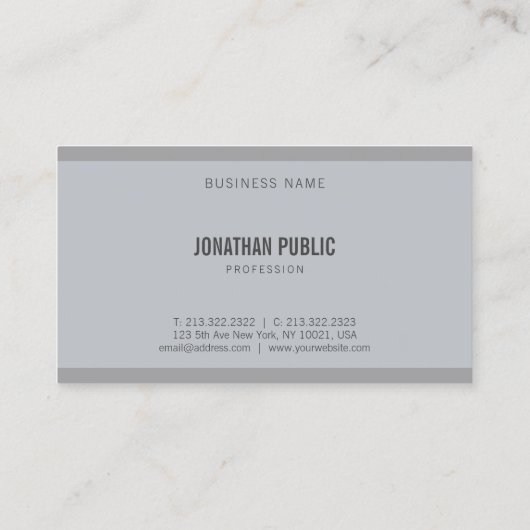 Stijlvol Modern Grijs Elegant Minimalist Plain Coo Visitekaartje (Achterkant)