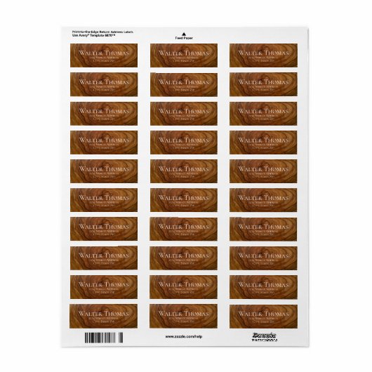 Stijlvol modern houten adreslabels etiket (Full Sheet)