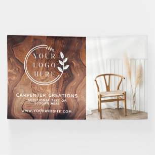Stijlvol modern houten timmerwerk logo foto spandoek