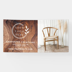 Stijlvol modern houten timmerwerk logo foto spandoek