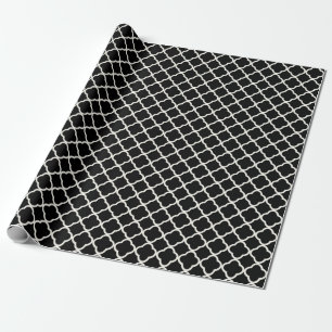 Stijlvol modern ivoor Quatrefoil Pattern Weddensch Cadeaupapier
