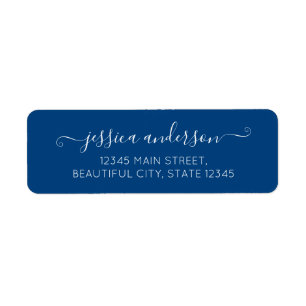 Stijlvol modern kalligrafiekscript Trendy Navy Blu Etiket