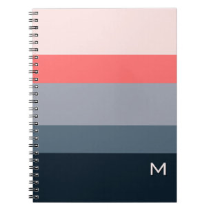 Stijlvol modern kleurblok grijs roze monogram notitieboek