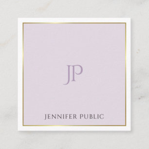 Stijlvol modern monogram Gold Paarse Trendy Plain Vierkante Visitekaartje