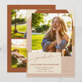 Stijlvol Modern Neutral Geometric Photo Afstuderen Aankondiging (Voorkant / Achterkant)