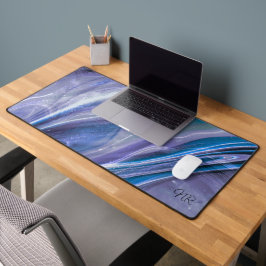 Stijlvol Modern Paarse en Blauwe Marmer Monogram t Bureaumat